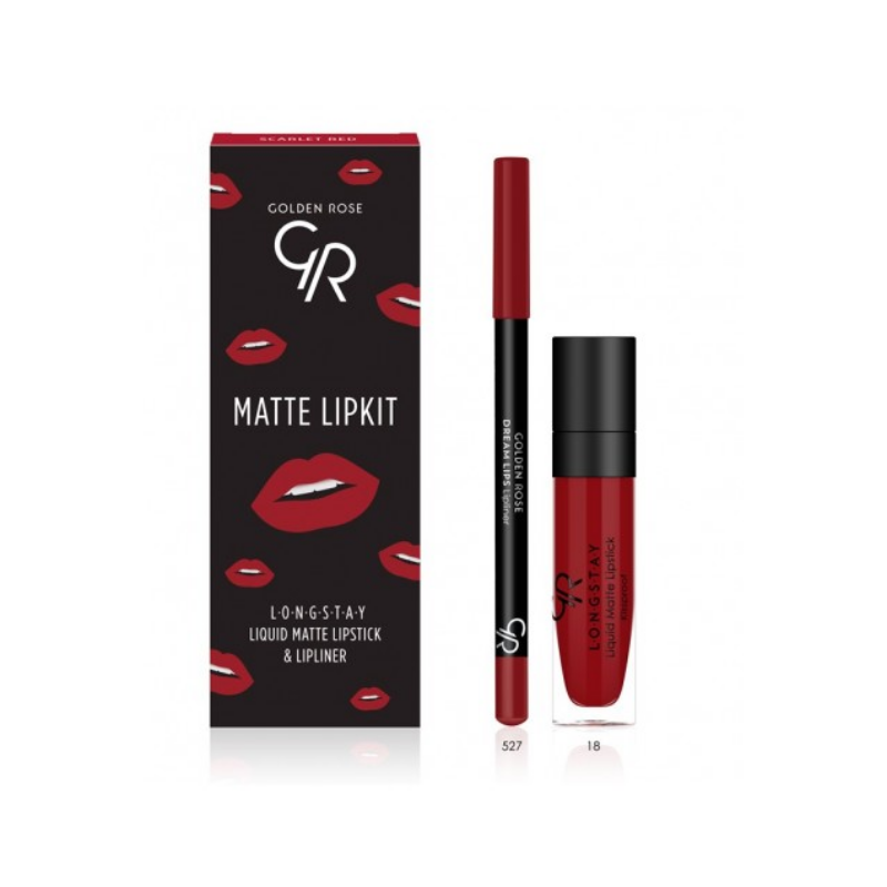 Web 1280 – 154 GOLDEN ROSE MATTE LIPKIT SCARLET RED - Image 1