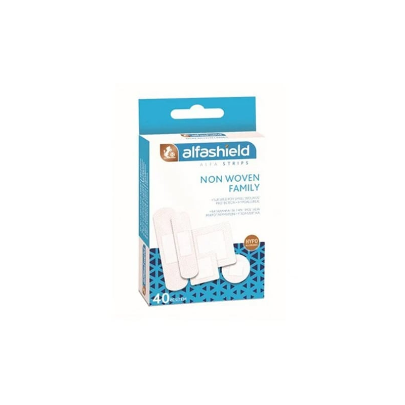 Alfashield Non Woven Family Strips Αυτοκόλλητα Επιθέματα Σε 5 Μεγέθη, 40τεμ