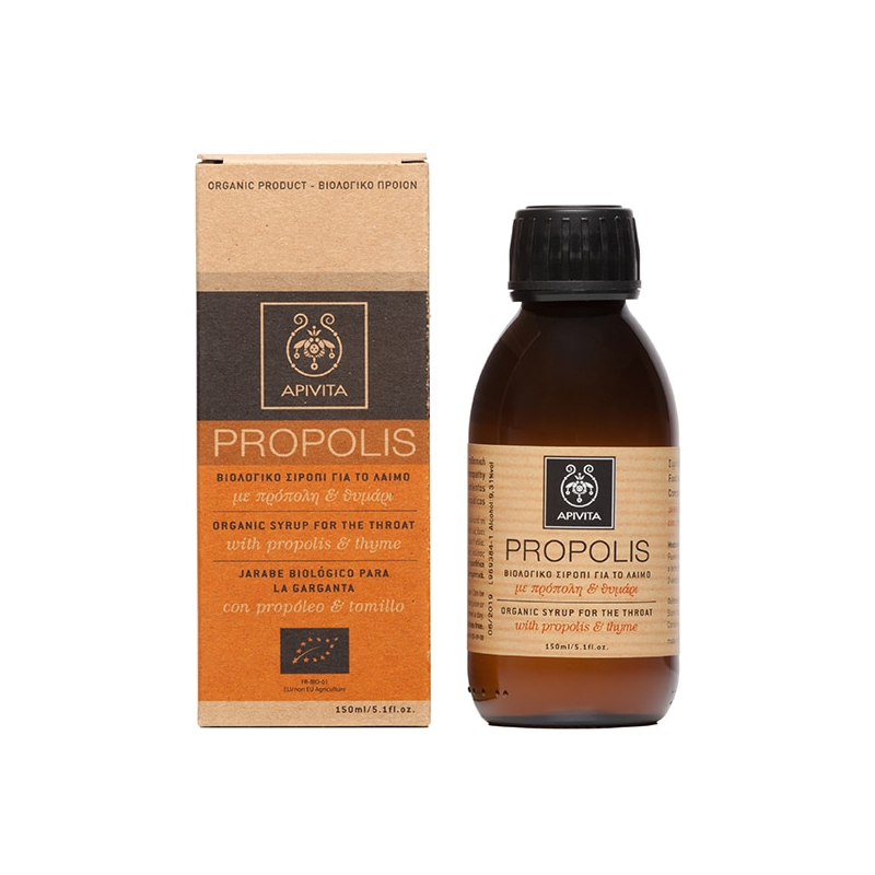 Web 1280 – 483 Apivita Propolis Βιολογικό Σιρόπι για το Λαιμό με πρόπολη & θυμάρι 150ml - Image 1