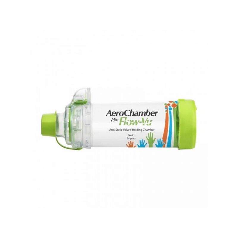 Web 1280 – 711 Aerochamber Mask Plus Flow Vu Youth 5+ Πράσινο - Image 1