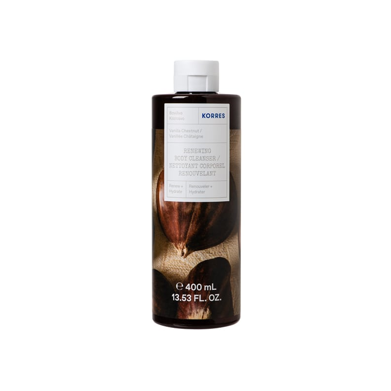 Web 1280 – 913 Korres Renewing Body Cleanser Vanilla Chestnut Αφρόλουτρο Βανίλια & Κάστανο, 400ml - Image 1