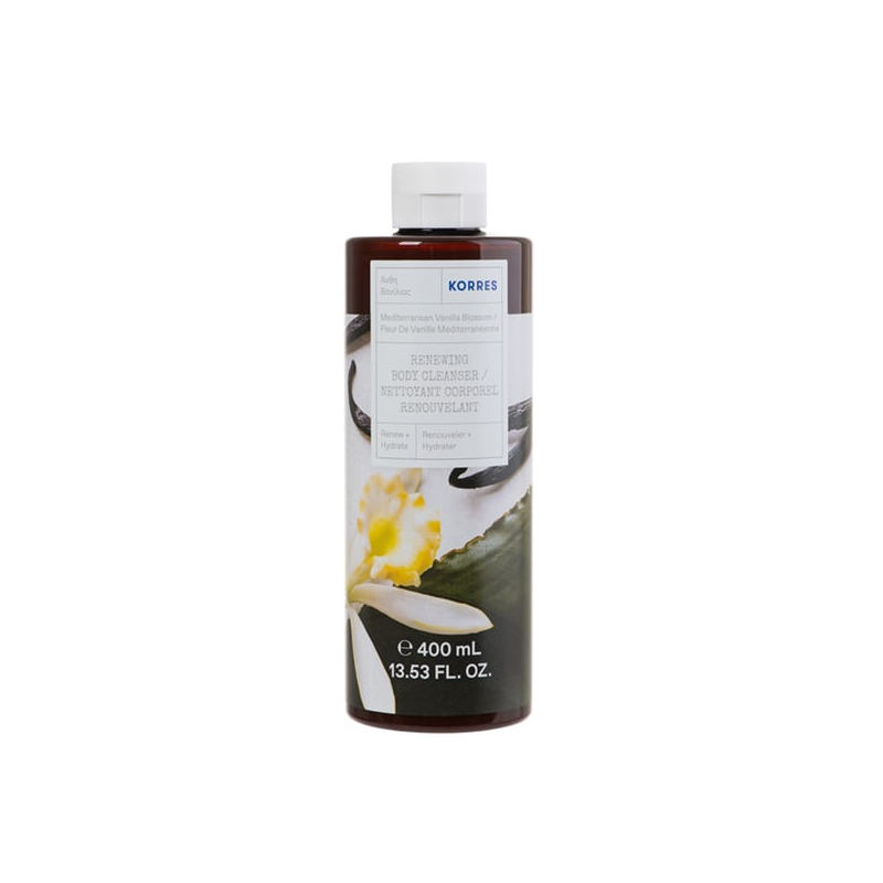 Web 1280 – 915 Korres Renewing Body Cleanser Mediterranean Vanilla Blossom Αφρόλουτρο με Άνθη Βανίλιας, 400ml - Image 1