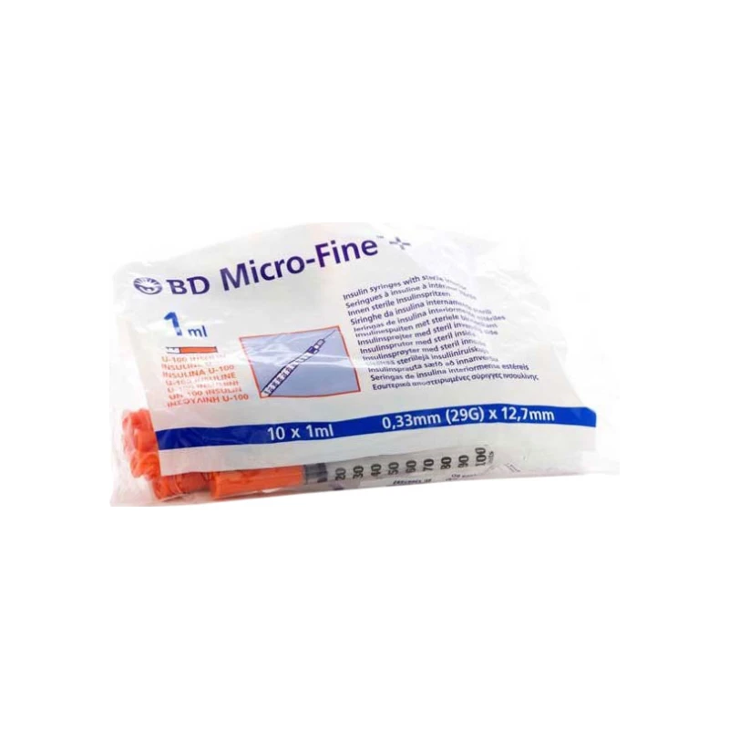 382904827014-recrop BD Micro-Fine + 12.7mm, Αποστειρωμένες Σύριγγες Ινσουλίνης 29G 10 x 1ml - Image 1