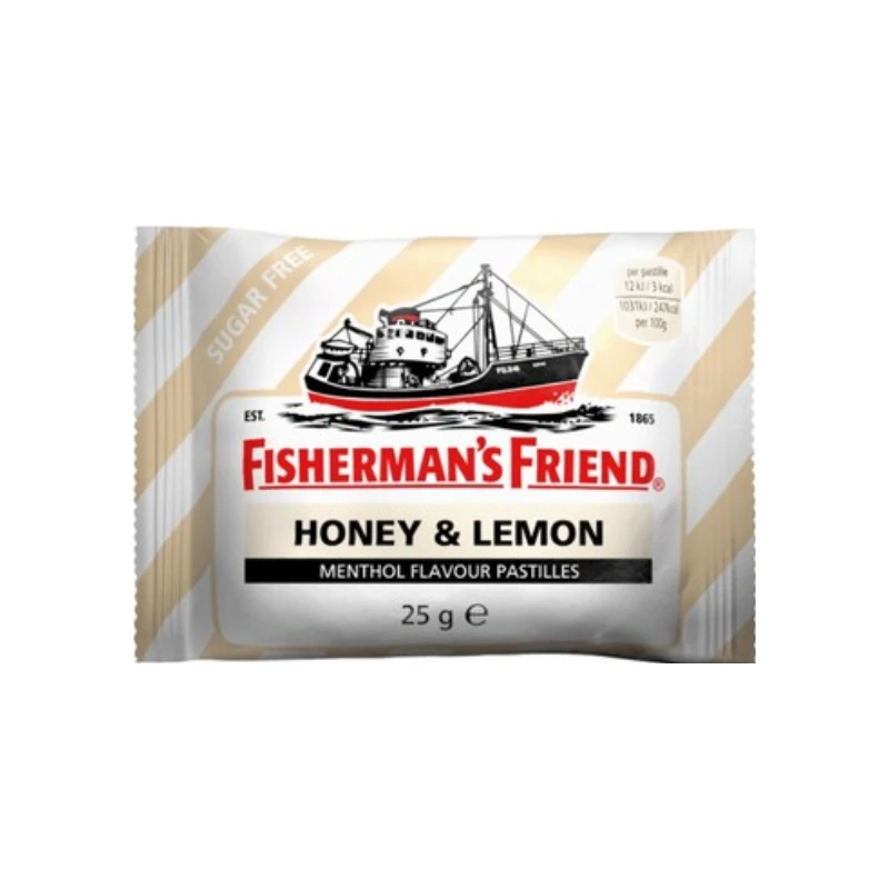 5000357108331-recrop Fisherman’s Friend Honey & Lemon – Μέλι & Λεμόνι (Κίτρινο) Καραμέλες Χωρίς Ζάχαρη,25gr - Image 1