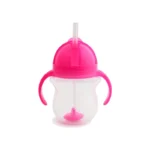 MUNCHKIN Tip & Sip Straw Cup Ποτήρι με Καλαμάκι & Βαρίδι που δε Χύνεται, Ροζ - 207ml