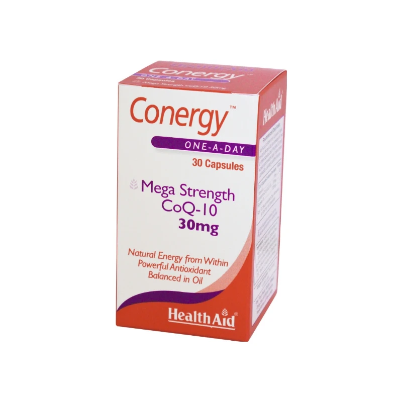 5019781015511-recrop Health Aid Conergy Mega Strength CoQ-10 30 mg, 30 caps - Image 1
