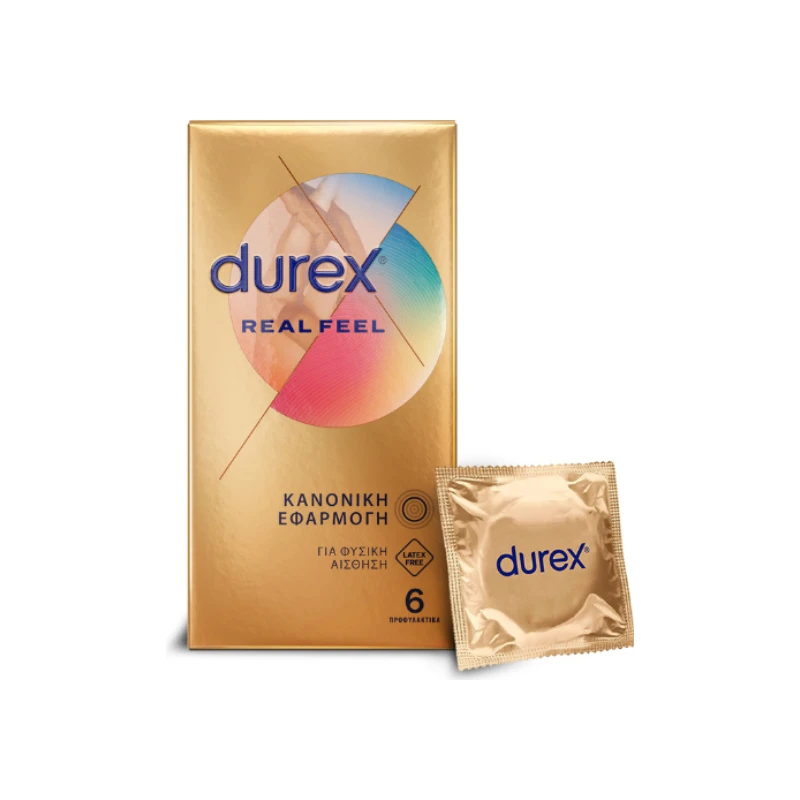 5052197024180-recrop Durex Προφυλακτικά Πολύ Λεπτά Χωρίς Λάτεξ Real Feel Κανονική Εφαρμογή, 6τμχ - Image 1