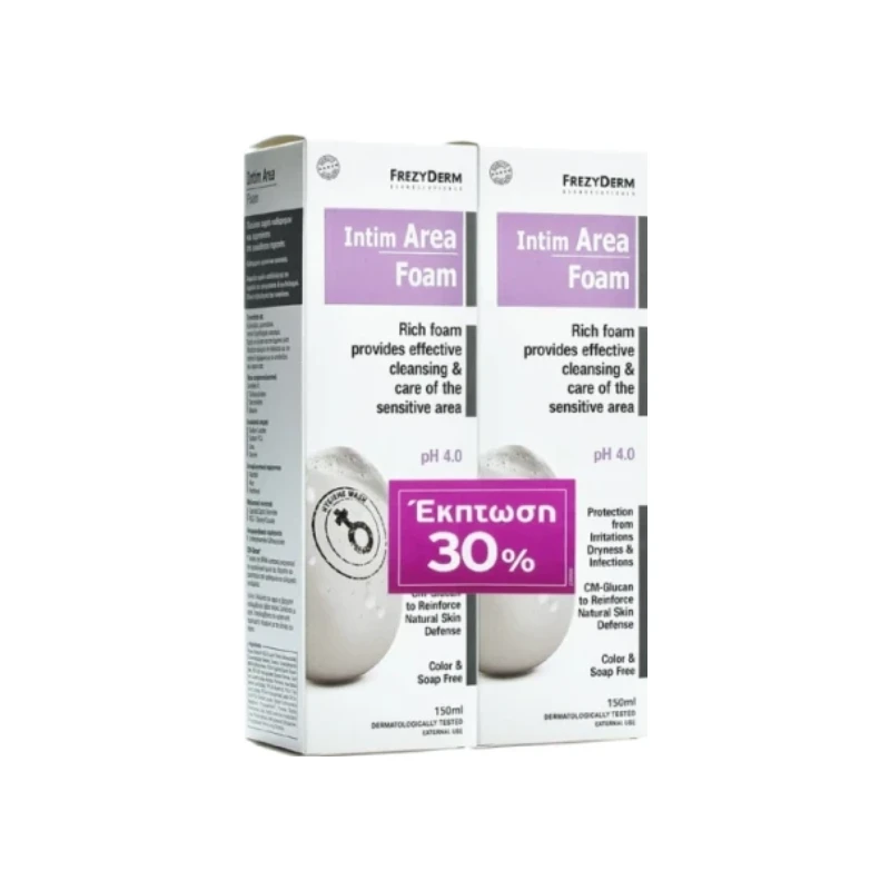 5202888227363-recrop Frezyderm Promo Intim Area Foam pH4 Απαλός Αφρός Καθαρισμού της Ευαίσθητης Περιοχής κατά την Αναπαραγωγική Ηλικία, 2x150ml - Image 1