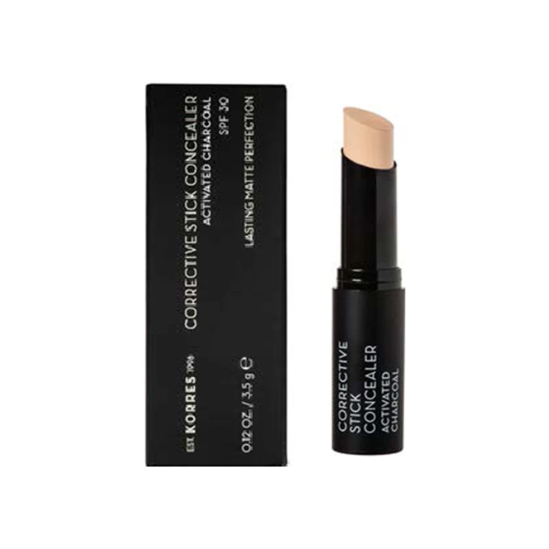 5203069093289-recrop Korres Activated Charcoal Corrective Stick Concealer 30SPF No ACS3, 3.5 g - Image 1