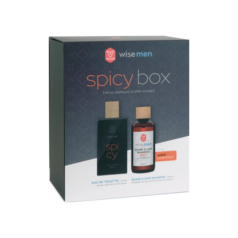 5204559006772-recrop P/P WISE ΜΕΝ SPICY BOX -EAU DE TOILETTE SPICY 100ml+BEARD & HAIR SHAMPOO SPICY 200ml ΔΩΡΟ - Image 1
