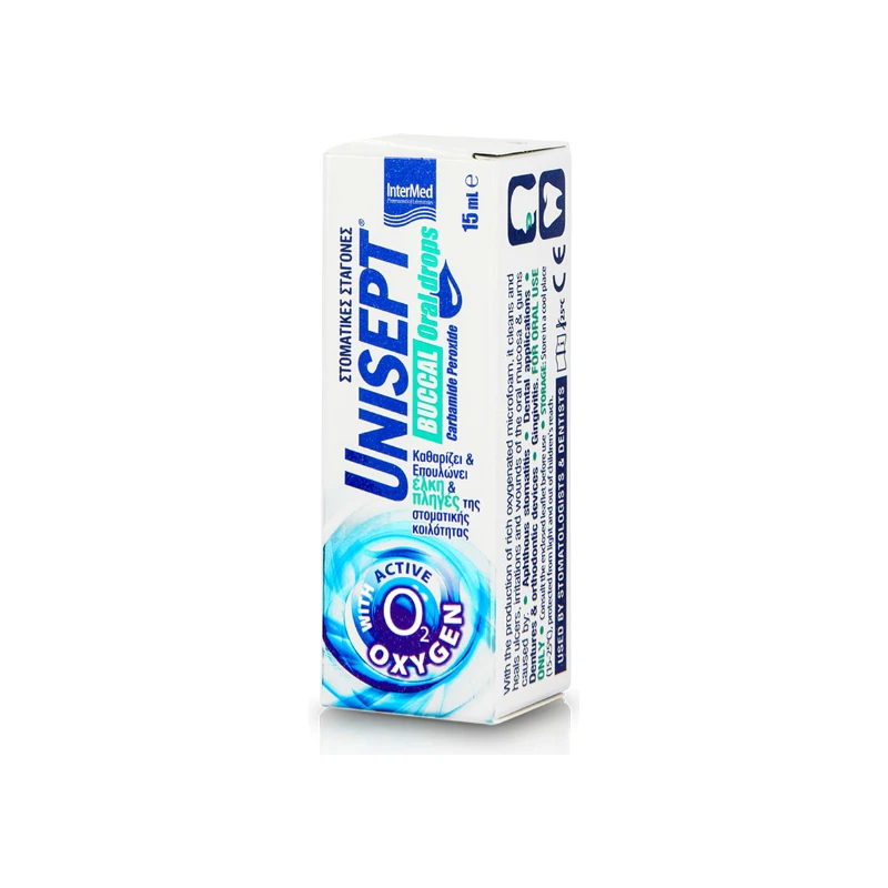 5205152003410-recrop Intermed Unisept Buccal Drops, 15 ml - Image 1