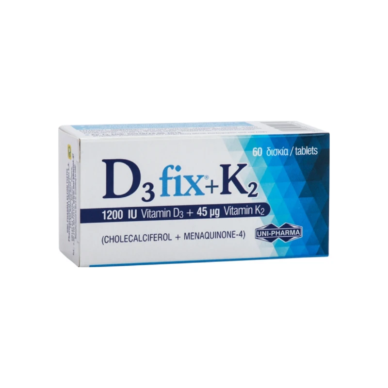5206938002382-recrop Uni-Pharma D3 1200 iu Fix + K2 45 mg - Image 1