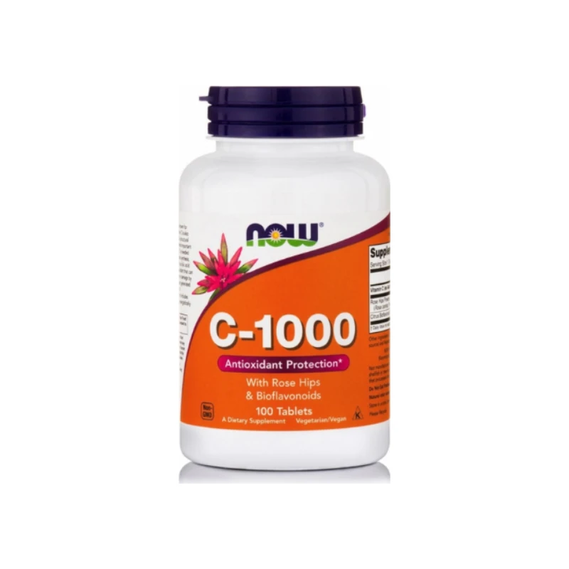 733739006851-recrop Now Foods C-1000 with Rose Hips & Bioflavonoids, 100tabs - Image 1